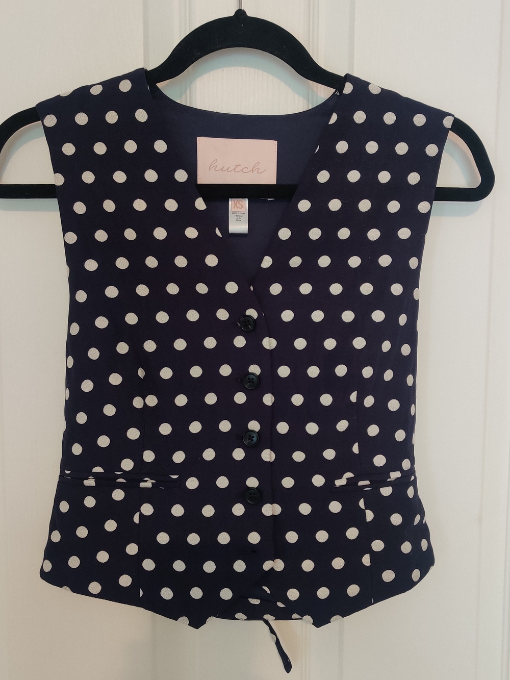 Hutch Navy and White Polka Dot Vest